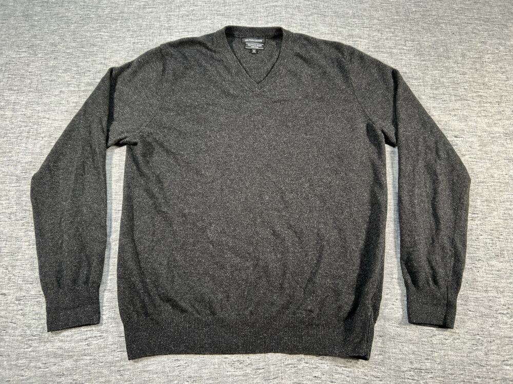 Mantovani Studio Italian Cashmere Sweater Mens Medium Grey V-Neck Pullover